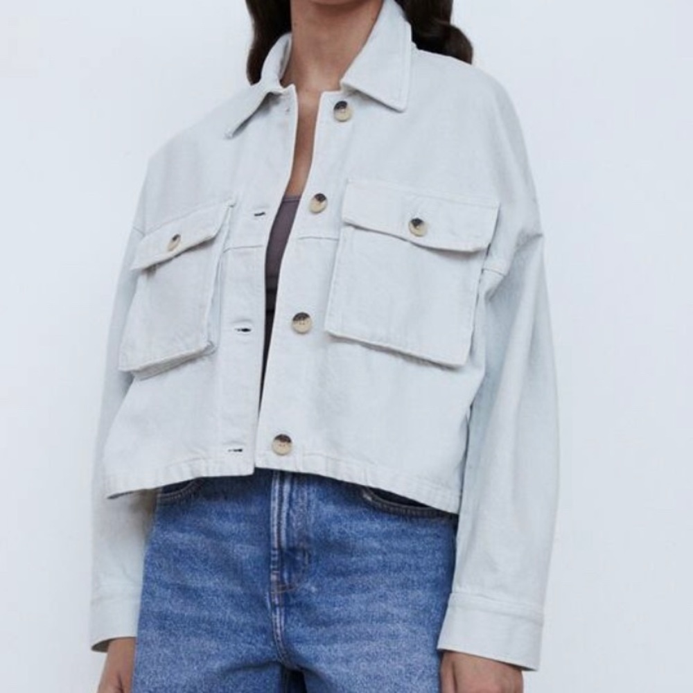 NWT Pocket Jacket Blue/Grey TRF size XS